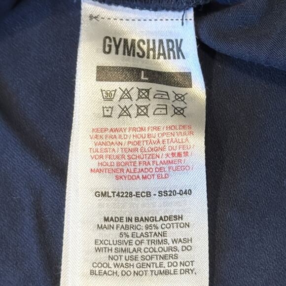GYMSHARK Men's Apollo Long Sleeve T Shirt Navy Size L - Picture 6 of 6